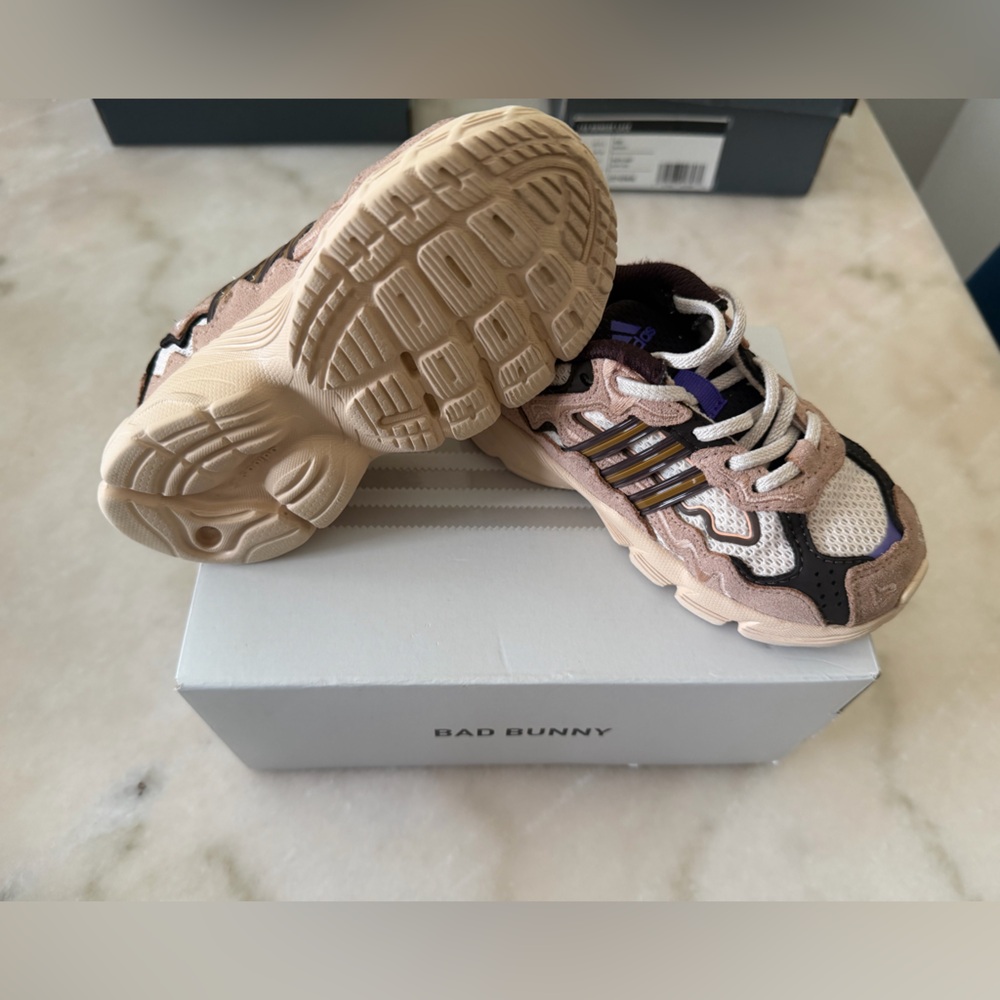 adidas Kids Pink Beige and Black Mesh Sneakers